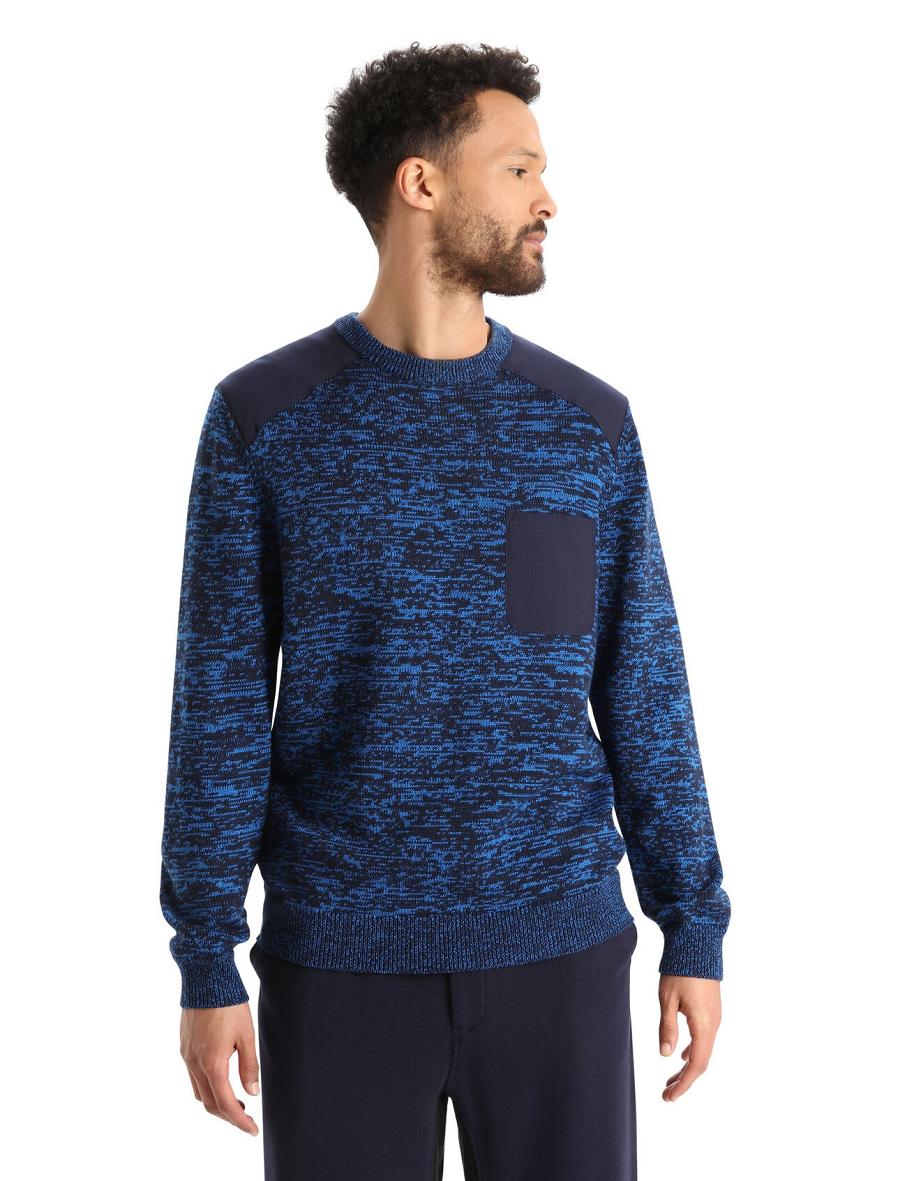 Chandails Icebreaker Merino Barein Crewe Homme Bleu Marine | FR 1218ZUTG